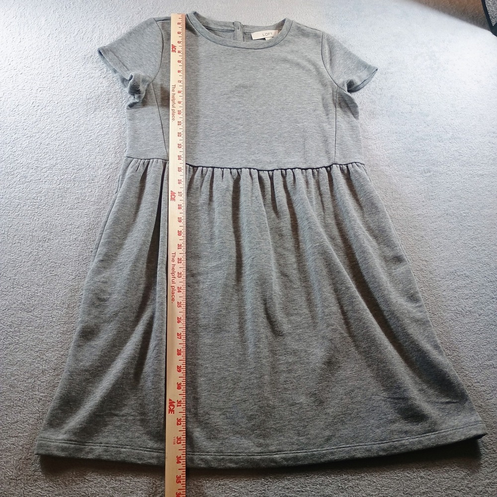 LOFT Women XS Sweatshirt Babydoll Dress Gray Short Sleeve French‎ Terry - Picture 3 of 8